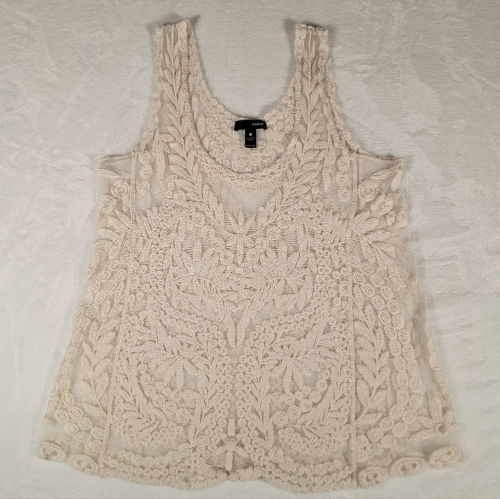 Aqua Lace Tank Top In Ivory, Size S